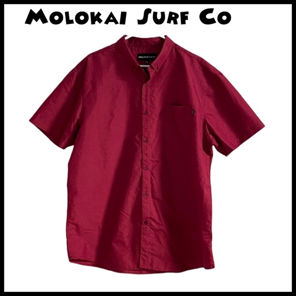 Molokai Surf Co Other - MOLOKAI SURF CO Mens Red Short Sleeve Buttoned Down Shirt XXL